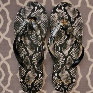 Tory burch snakeskin flip-flops